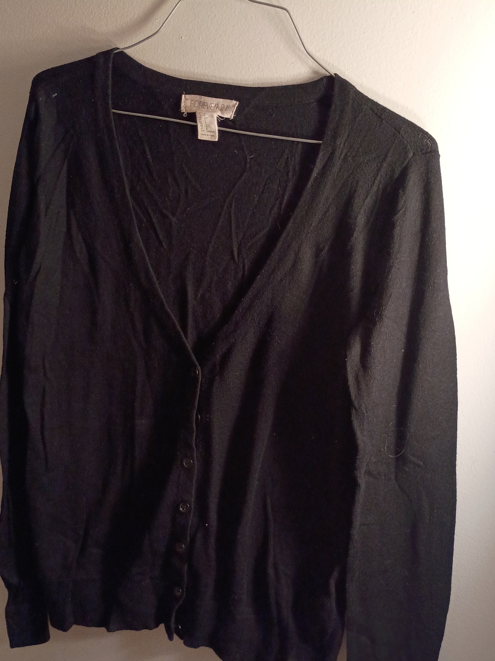 Forever 21 Black V-Neck Button-Up Cardigan